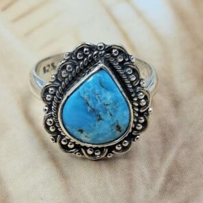 White Water Turquoise Size US 6 925 Sterling Silver Ring (REXT8-309)