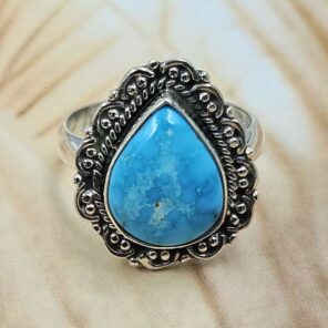 White Water Turquoise Size US 6 925 Sterling Silver Ring (REXT8-310)