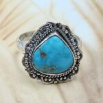 White Water Turquoise Size US 6 925 Sterling Silver Ring (REXT8-312)