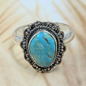White Water Turquoise Size US 9 925 Sterling Silver Ring (REXT8-324)