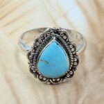 White Water Turquoise Size US 7 925 Sterling Silver Ring (REXT8-314)