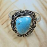 White Water Turquoise Size US 8 925 Sterling Silver Ring (REXT8-323)