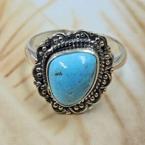 White Water Turquoise Size US 8 925 Sterling Silver Ring (REXT8-323)
