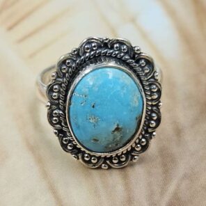 White Water Turquoise Size US 6 925 Sterling Silver Ring (REXT8-313)