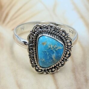 White Water Turquoise Size US 10 925 Sterling Silver Ring (REXT8-332)