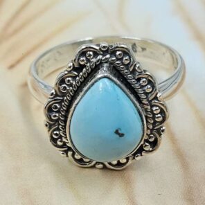 White Water Turquoise Size US 7 925 Sterling Silver Ring (REXT8-316)