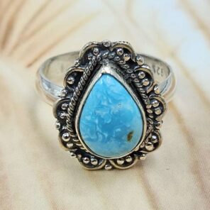 White Water Turquoise Size US 6 925 Sterling Silver Ring (REXT8-311)