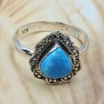 White Water Turquoise Size US 9 925 Sterling Silver Ring (REXT8-327)