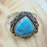 White Water Turquoise Size US 7 925 Sterling Silver Ring (REXT8-318)
