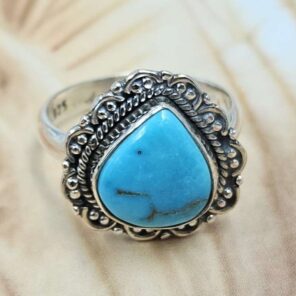 White Water Turquoise Size US 7 925 Sterling Silver Ring (REXT8-318)