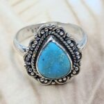 White Water Turquoise Size US 7 925 Sterling Silver Ring (REXT8-317)