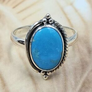 White Water Turquoise Size US 9 925 Sterling Silver Ring (REXT8-286)
