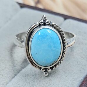 White Water Turquoise Size US 9 925 Sterling Silver Ring (REXT8-285)