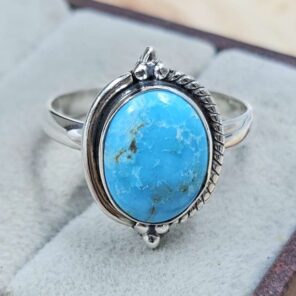 White Water Turquoise Size US 9 925 Sterling Silver Ring (REXT8-283)