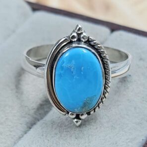 White Water Turquoise Size US 9 925 Sterling Silver Ring (REXT8-284)