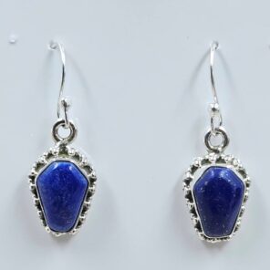 Lapis Lazuli 1" 925 Sterling Silver Coffin Earrings (REXT113-83)