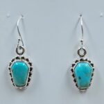 Kingman Turquoise 1" 925 Sterling Silver Coffin Earrings (REXT113-84)