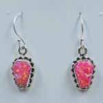Hot Pink Aurora Opal 1" 925 Sterling Silver Coffin Earrings (REXT113-85)