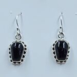 Black Onyx 1" 925 Sterling Silver Coffin Earrings (REXT113-88)