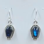 Labradorite 1" 925 Sterling Silver Coffin Earrings (REXT113-89)