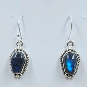 Labradorite 1" 925 Sterling Silver Coffin Earrings (REXT113-86)