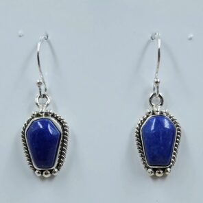 Lapis Lazuli 1" 925 Sterling Silver Coffin Earrings (REXT113-91)