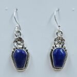 Lapis Lazuli 1.25" 925 Sterling Silver Coffin Earrings (REXT113-95)