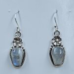 Rainbow Moonstone 1.25" 925 Sterling Silver Coffin Earrings (REXT113-96)