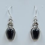 Black Onyx 1.25" 925 Sterling Silver Coffin Earrings (REXT113-98)