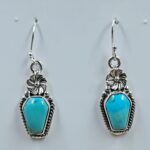Kingman Turquoise 1.25" 925 Sterling Silver Coffin Earrings (REXT113-99)