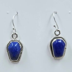 Lapis Lazuli 1" 925 Sterling Silver Coffin Earrings (REXT113-102)