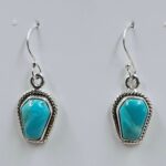 Mohave Turquoise 1" 925 Sterling Silver Coffin Earrings (REXT113-103)