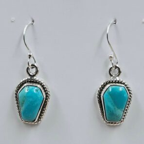 Mohave Turquoise 1" 925 Sterling Silver Coffin Earrings (REXT113-103)