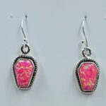 Hot Pink Aurora Opal 1" 925 Sterling Silver Coffin Earrings (REXT113-105)