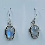 Rainbow Moonstone 1" 925 Sterling Silver Coffin Earrings (REXT113-106)