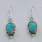 Mohave Turquoise 1.25" 925 Sterling Silver Coffin Earrings (REXT113-108)