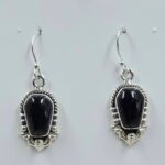 Black Onyx 1.25" 925 Sterling Silver Coffin Earrings (REXT113-112)