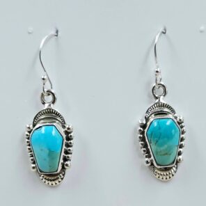 Mohave Turquoise 1" 925 Sterling Silver Coffin Earrings (REXT113-114)