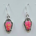 Hot Pink Aurora Opal 1" 925 Sterling Silver Coffin Earrings (REXT113-116)