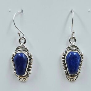 Lapis Lazuli 1" 925 Sterling Silver Coffin Earrings (REXT113-117)