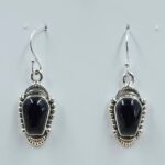 Black Onyx 1" 925 Sterling Silver Coffin Earrings (REXT113-113)