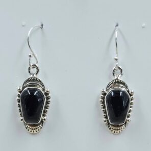 Black Onyx 1" 925 Sterling Silver Coffin Earrings (REXT113-113)