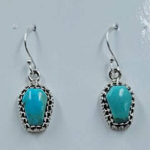 Mohave Turquoise 1" 925 Sterling Silver Coffin Earrings (REXT113-122)