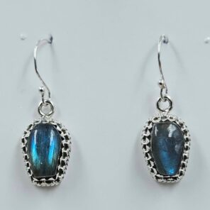 Lapis Lazuli 1" 925 Sterling Silver Coffin Earrings (REXT113-124)