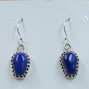 Lapis Lazuli 1" 925 Sterling Silver Coffin Earrings (REXT113-125)