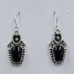 Black Onyx 1.25" 925 Sterling Silver Coffin Earrings (REXT113-126)