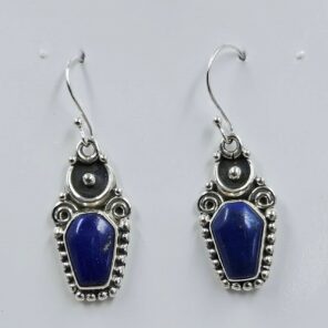 Lapis Lazuli 1.25" 925 Sterling Silver Coffin Earrings (REXT113-125)