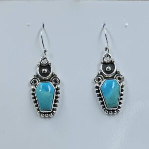 Mohave Turquoise 1" 925 Sterling Silver Coffin Earrings (REXT113-122)
