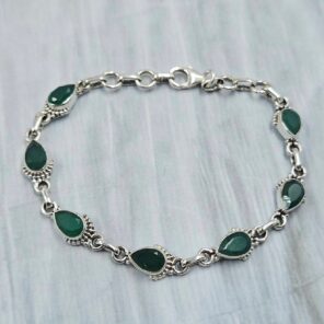 Emerald Sterling Silver Bracelet (RS78-152)