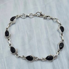 Black Onyx Sterling Silver Bracelet (RS78-153)